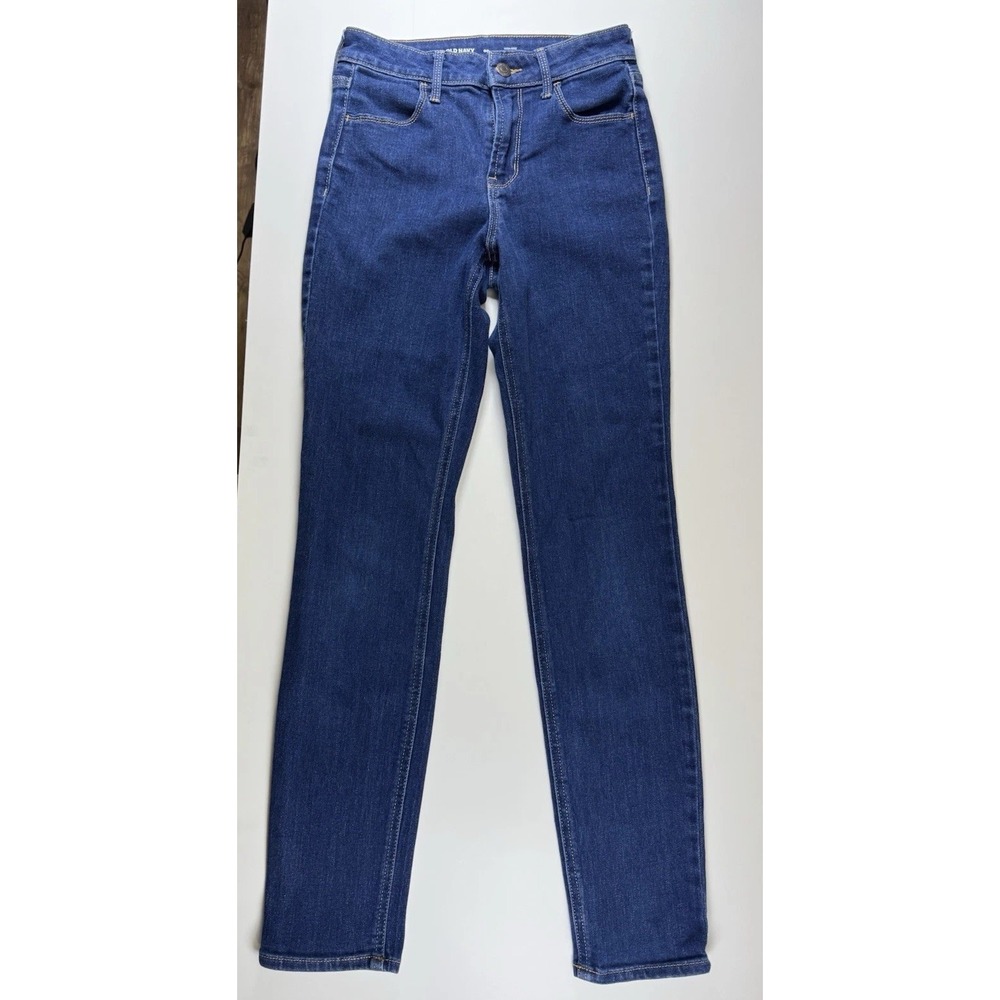 Old‎ Navy High Rise Waist Straight Dark Wash Denim Blue Jeans Stretch Womens 00